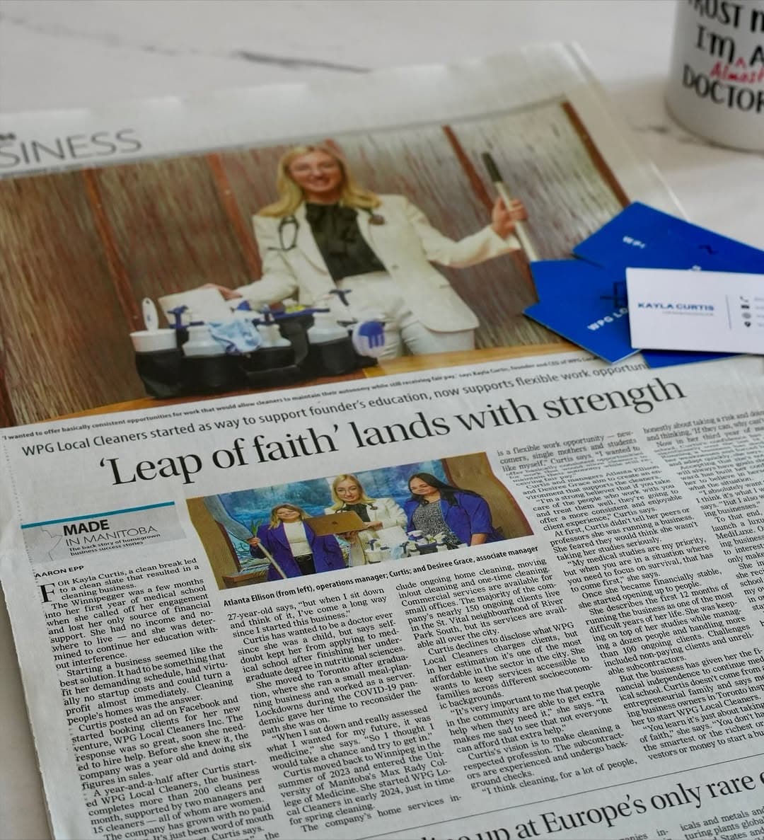 WPG Local Cleaners featured in Winnipeg Free Press