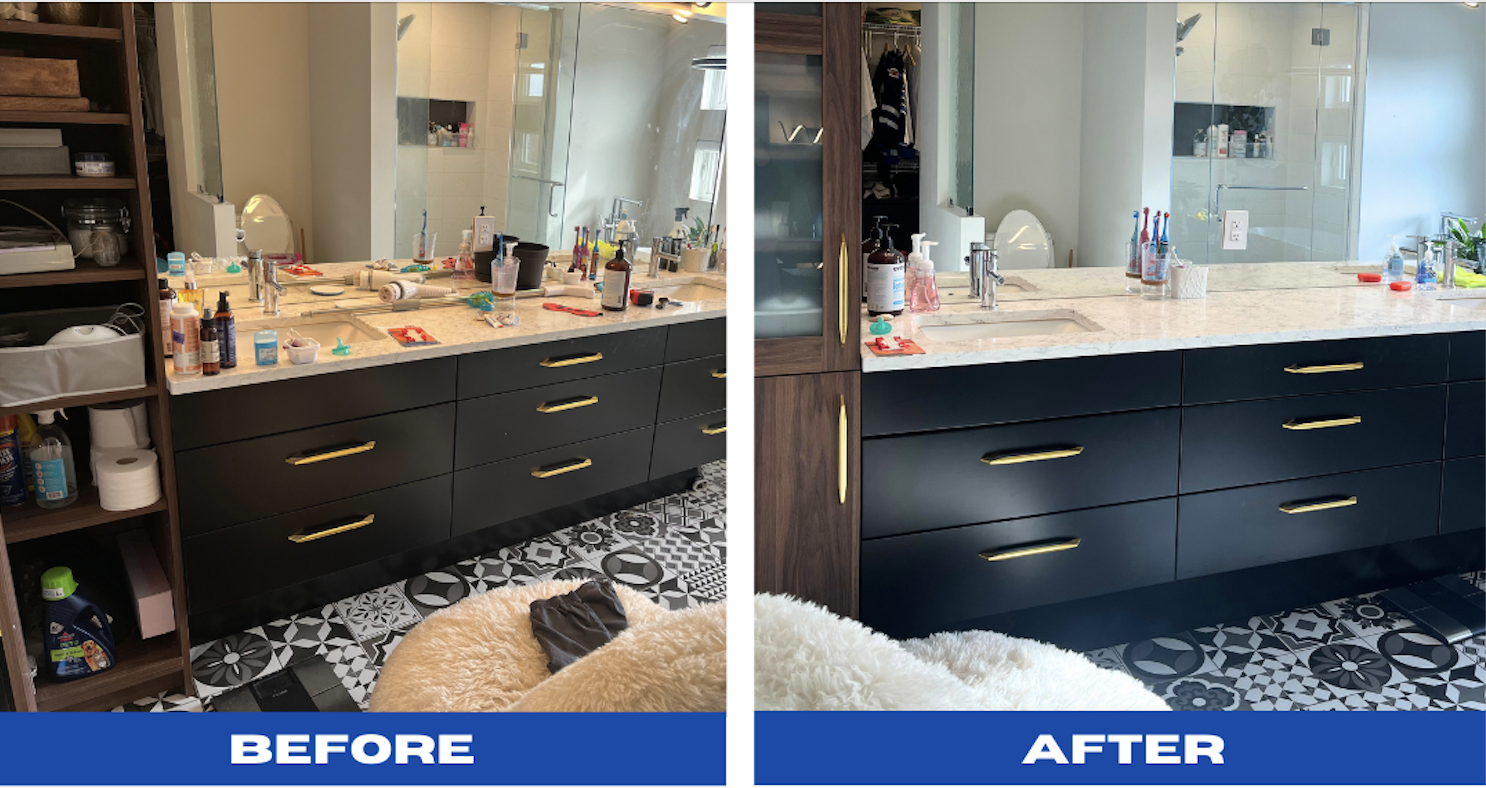 Bathroom vanity before and after