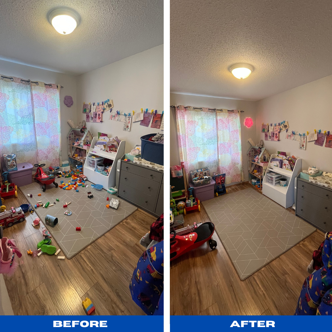 Bedroom before and after