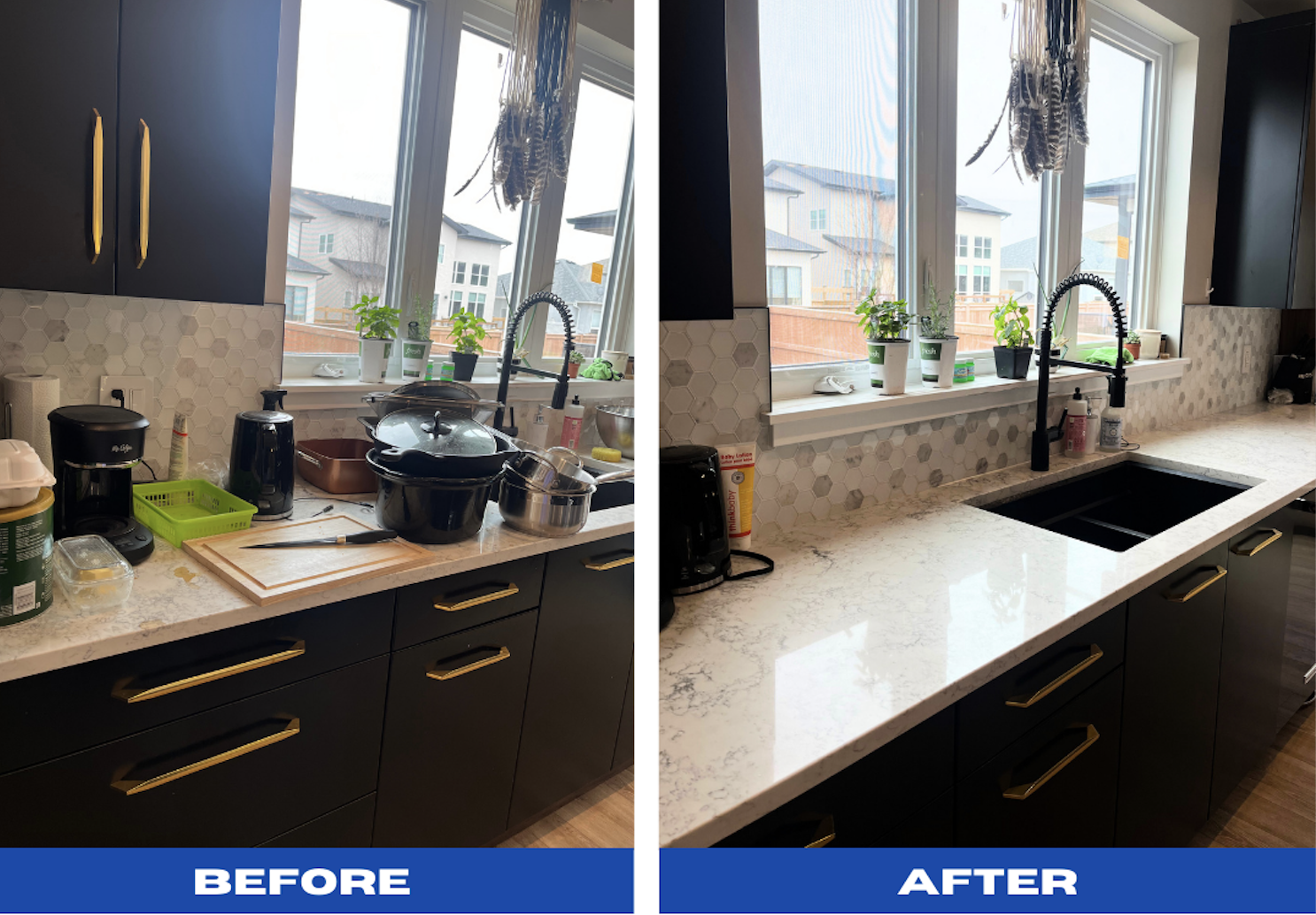 Kitchen counters before and after