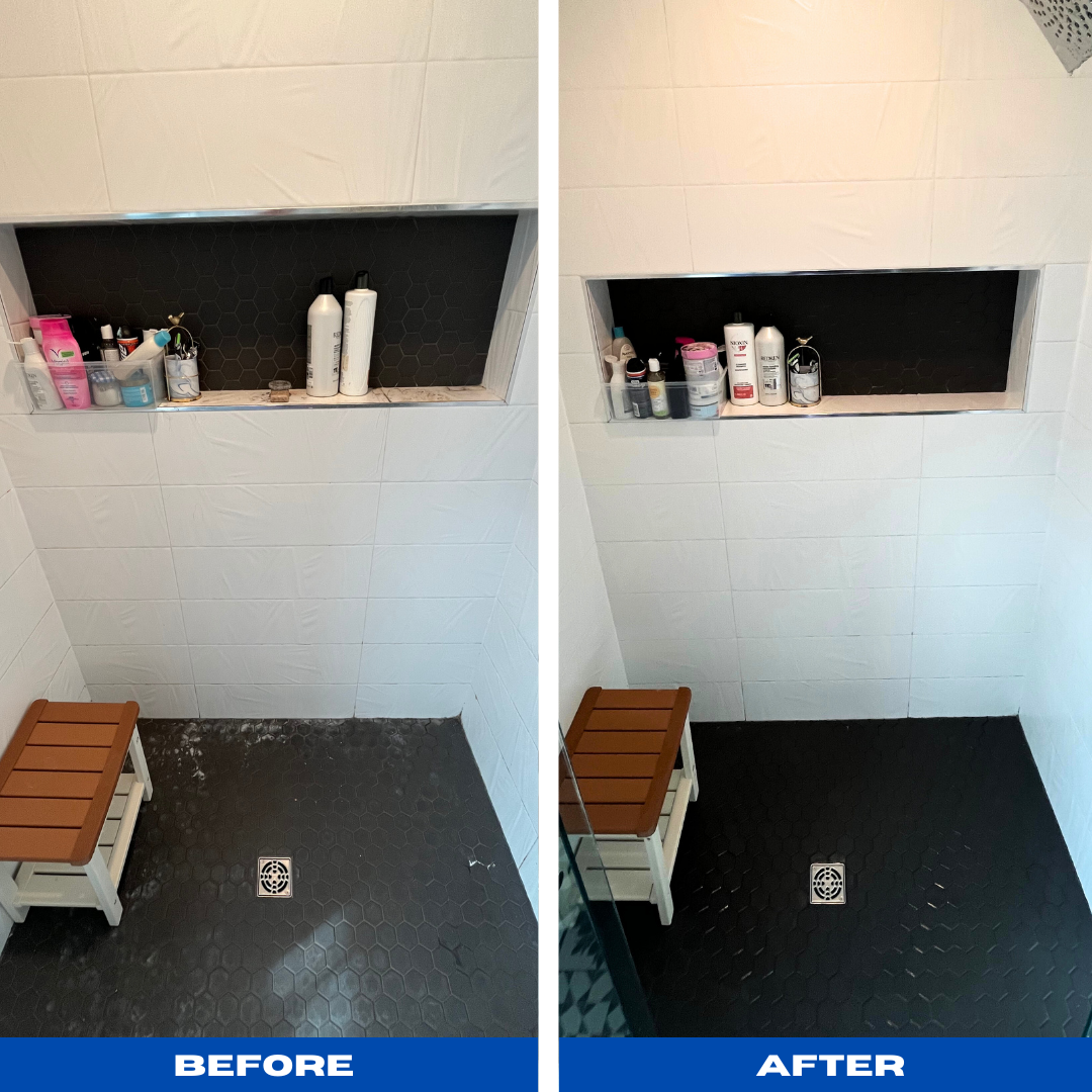 Shower before and after