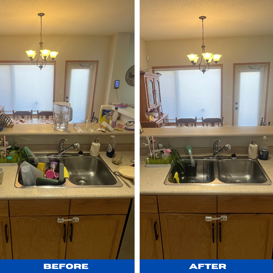 Kitchen sink before and after