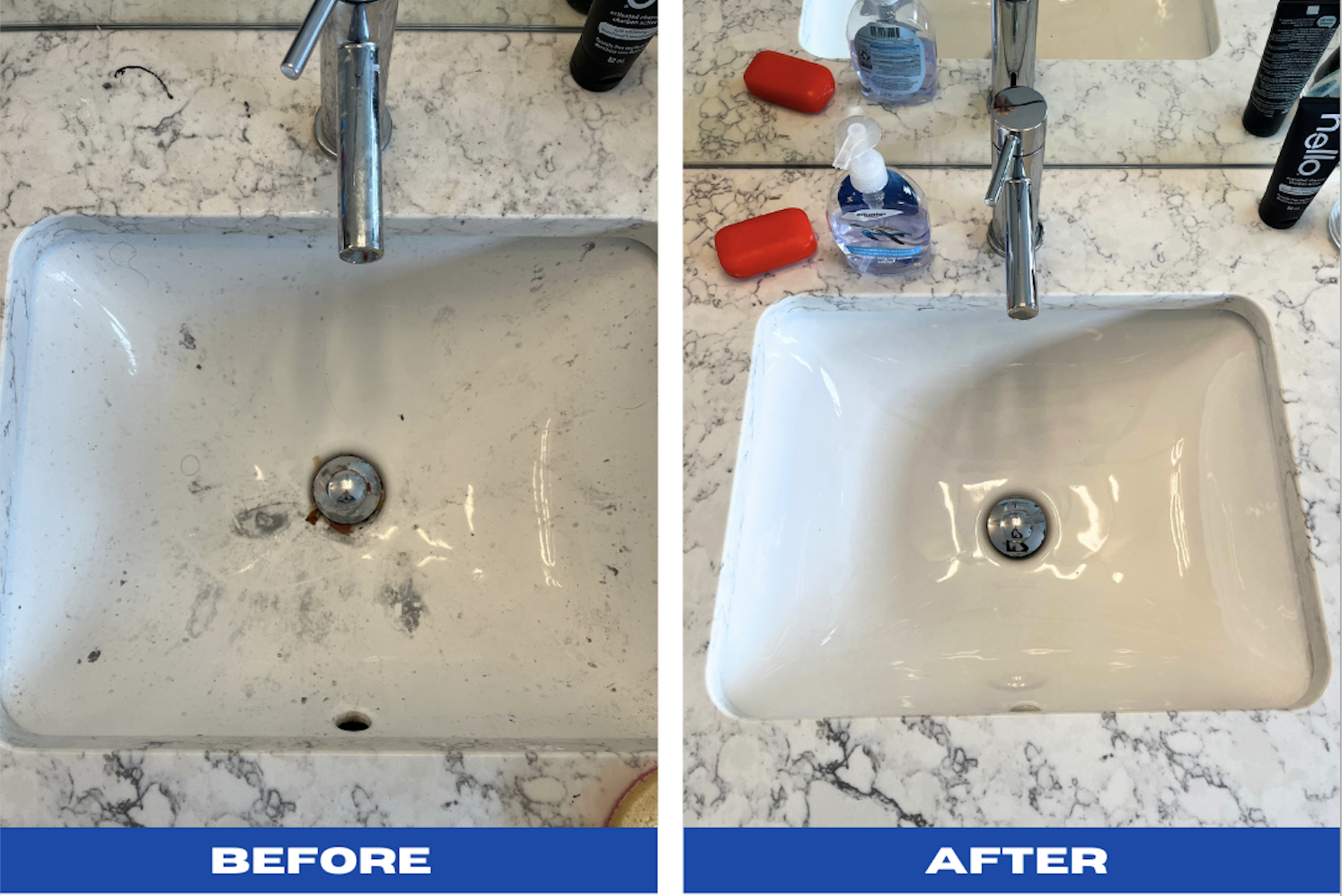 Bathroom sink before and after
